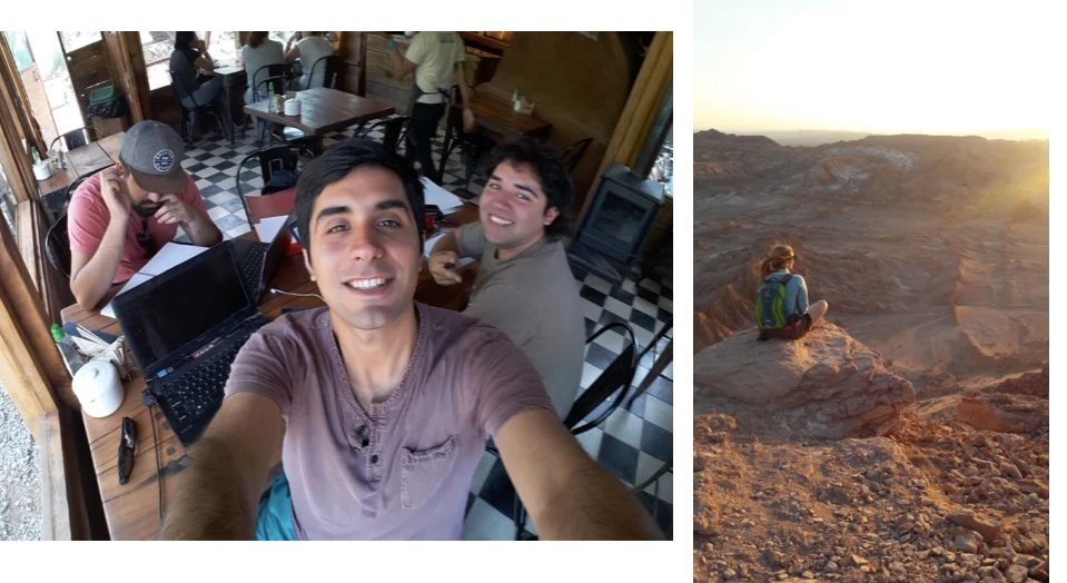 Fundadores de Etiner trabajando con computadores desde San Pedro de Atacama